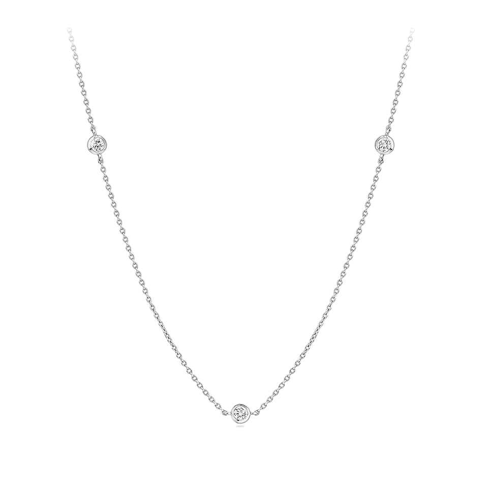 0.25 Carat Diamond Station Bezel Set Necklace in Platinum