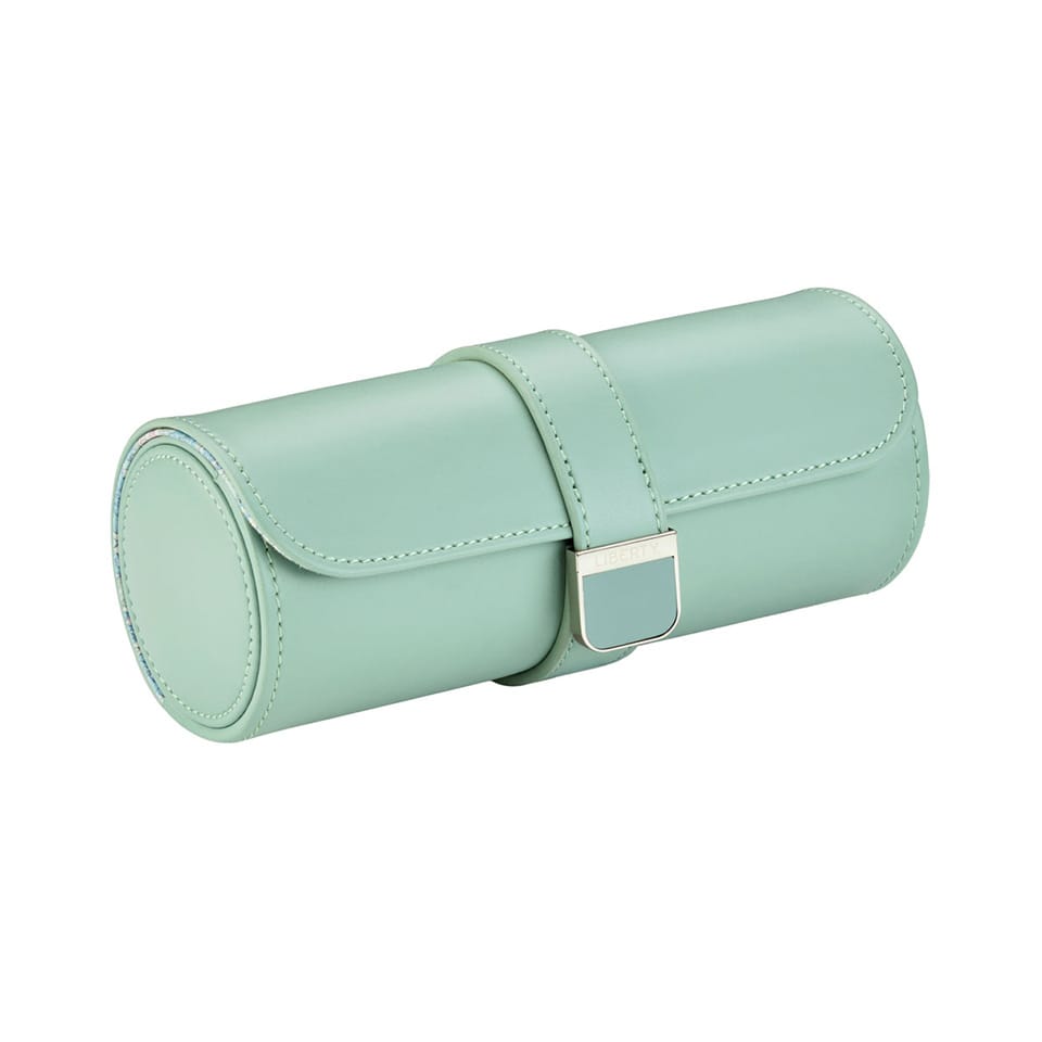 WOLF X LIBERTY Julia Interior Print Triple Watch Roll Sage Green