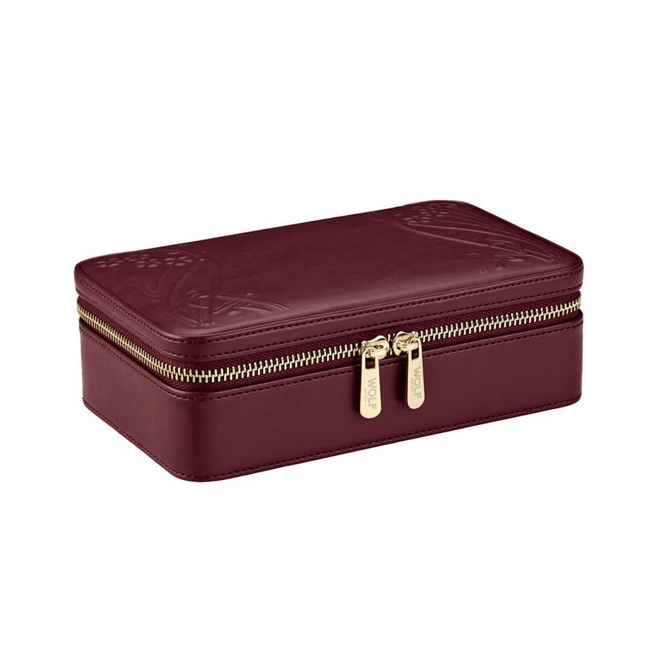 WOLF X LIBERTY Ianthe Medium Jewellery Zip Case Burgundy