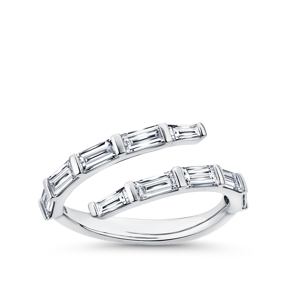 1.00 Carat Diamond Baguette Wrap Ring in 18ct White Gold