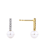 Akoya Pearl and Diamond Stud Earrings in 14ct White and Yellow Gold