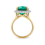 Vault® 11.12 Carat Emerald and 0.45 Carat Diamond Halo Ring in 18ct Yellow Gold