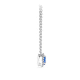 Halo Sapphire and Diamond Pendant in 18ct White Gold