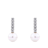 Akoya Pearl and Diamond Stud Earrings in 14ct White and Yellow Gold
