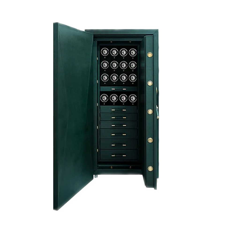 Wolf Churchill 16 Piece Green Leather Winder Safe