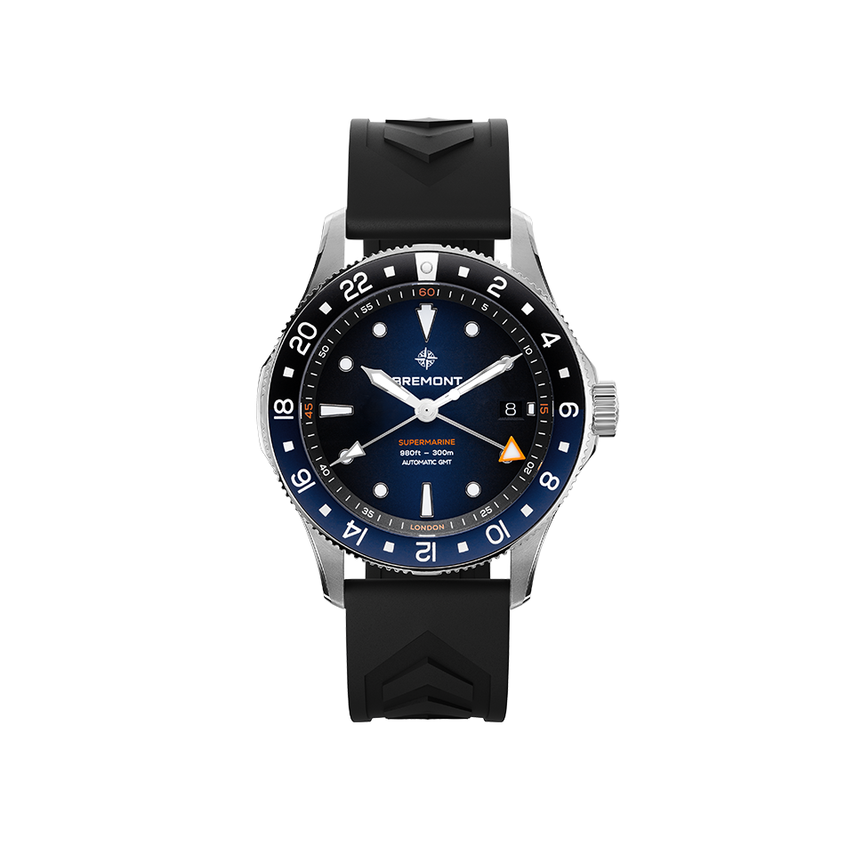 Bremont Supermarine Automatic GMT 40mm Watch SM40-GMT-SS-BLBK-R-S