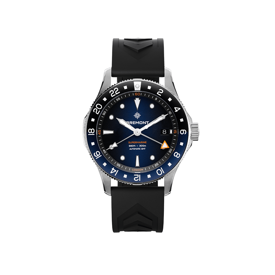 Bremont Supermarine Automatic GMT 40mm Watch SM40-GMT-SS-BLBK-R-S