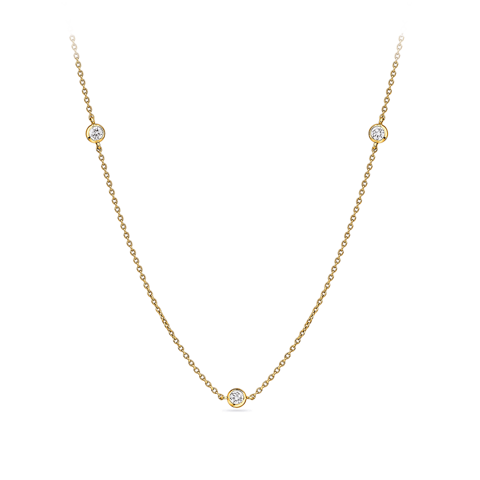 0.25 Carat Diamond Station Bezel Set Necklace in 18ct Yellow Gold