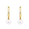 Akoya Pearl Drop Huggie Earrings in 14ct Yellow Gold
