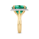 Vault® 11.12 Carat Emerald and 0.45 Carat Diamond Halo Ring in 18ct Yellow Gold