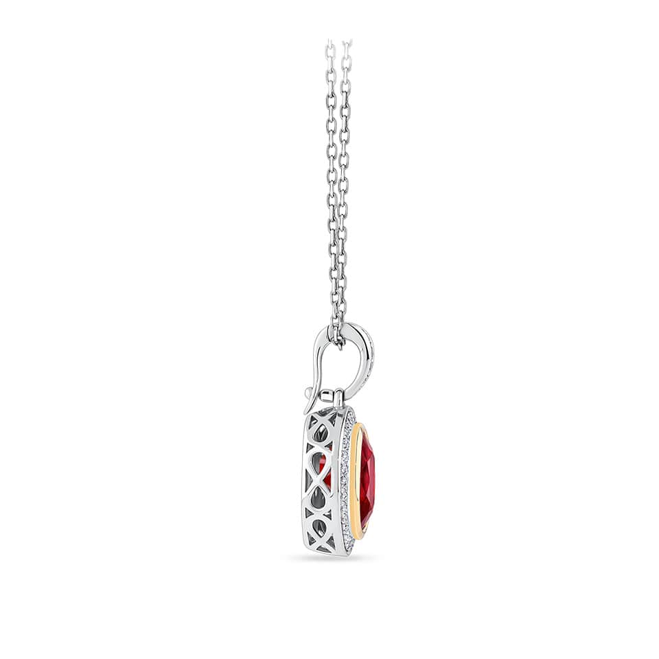 Vault® 2.14 Carat Burmese Ruby and 0.10 Carat Diamond Pendant in 18ct White and Rose Gold