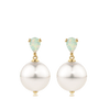 Australian Opal and South Sea Pearl Earrings in 18ct Yellow Gold