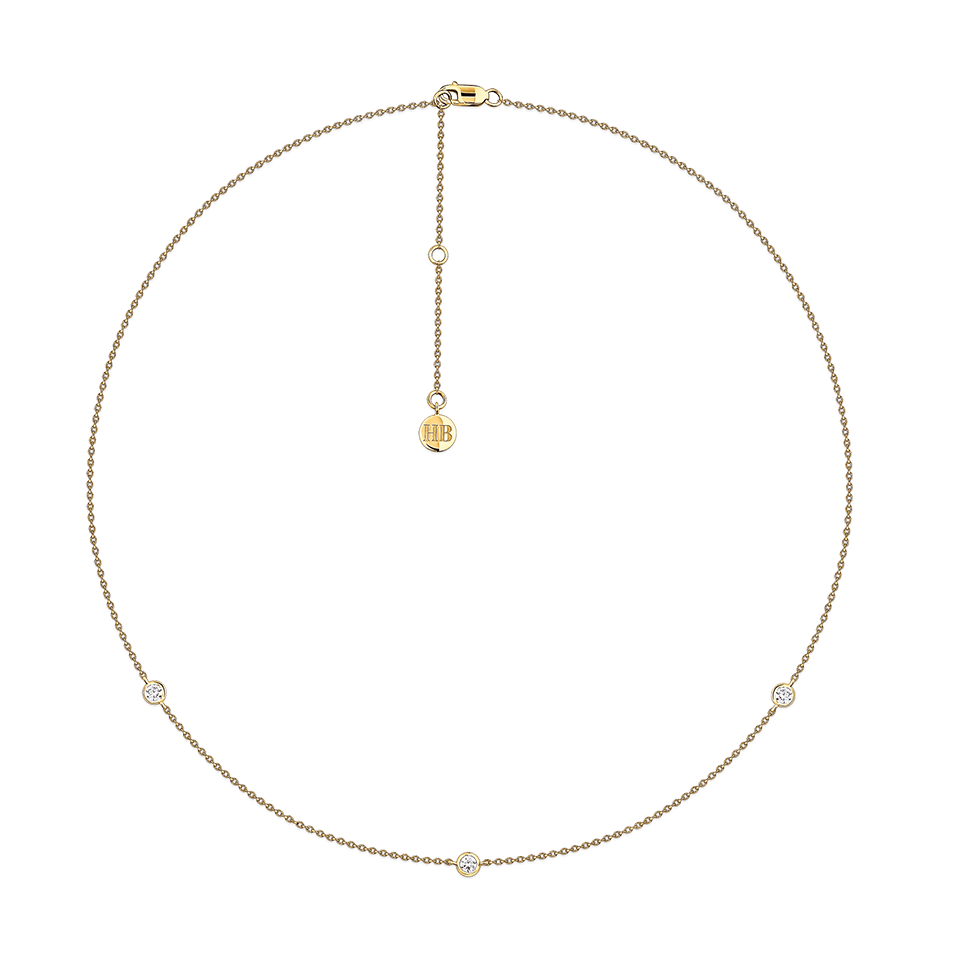 0.25 Carat Diamond Station Bezel Set Necklace in 18ct Yellow Gold