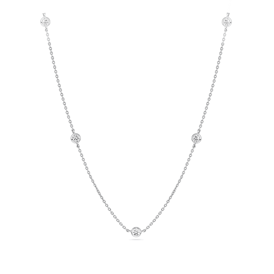 0.58 Carat Diamond Station Bezel Set Necklace in Platinum