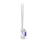 Halo Tanzanite and Diamond Pendant in 18ct White Gold