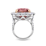 VAULT® 15.69 CARAT ASSCHER CUT TOURMALINE AND 4.26 CARAT DIAMOND HALO RING IN 18CT WHITE GOLD