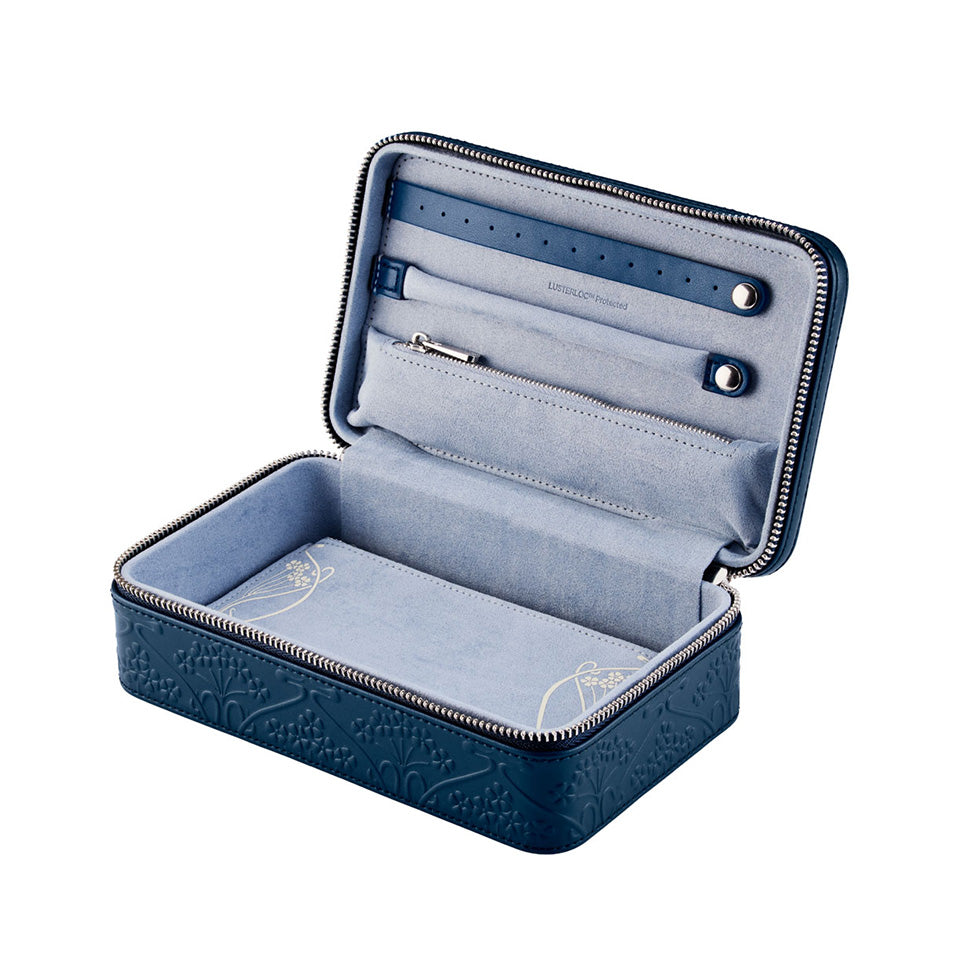 WOLF X LIBERTY All Over Ianthe Medium Jewellery Zip Case Navy