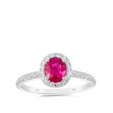 Oval Cut Ruby and Diamond Ring in 18ct White Gold