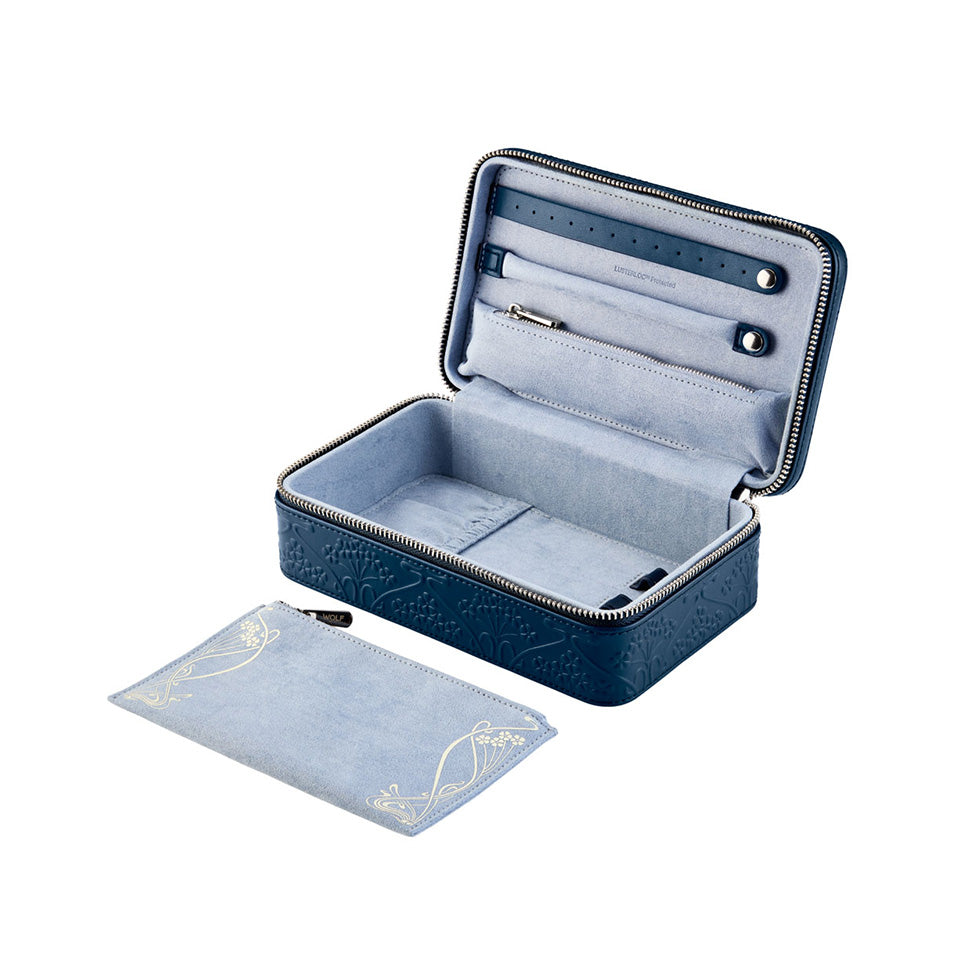 WOLF X LIBERTY All Over Ianthe Medium Jewellery Zip Case Navy