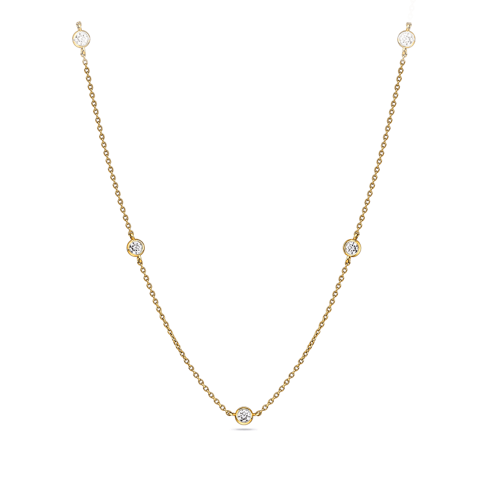 0.58 Carat Diamond Station Bezel Set Necklace in 18ct Yellow Gold