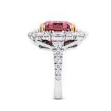 VAULT® 15.69 CARAT ASSCHER CUT TOURMALINE AND 4.26 CARAT DIAMOND HALO RING IN 18CT WHITE GOLD
