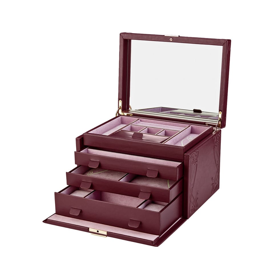 WOLF X LIBERTY Ianthe Large Jewellery Box Burgundy – Hardy