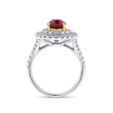 Vault® 2.00 Carat Oval Cut Burmese Ruby and 0.54 Carat Diamond Halo Ring in 18ct White and Rose Gold