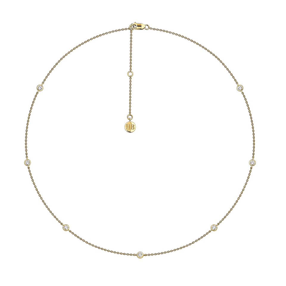 0.58 Carat Diamond Station Bezel Set Necklace in 18ct Yellow Gold