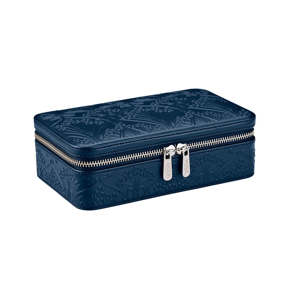 WOLF X LIBERTY All Over Ianthe Medium Jewellery Zip Case Navy