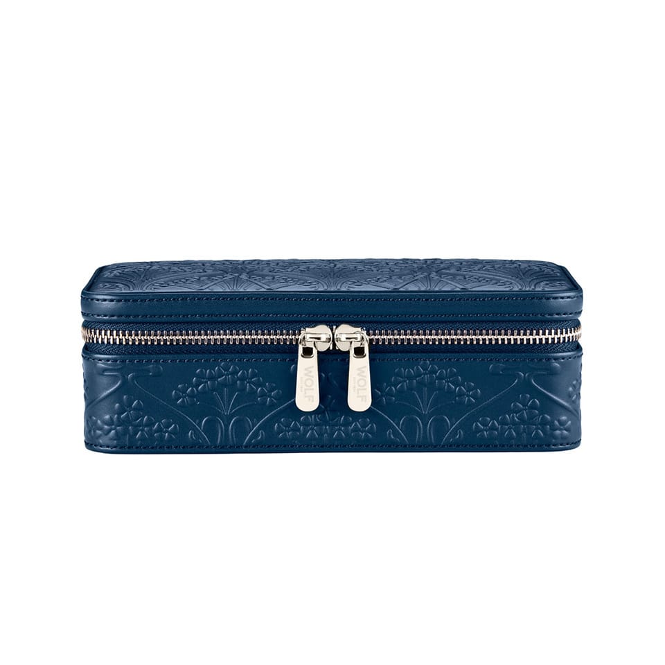 WOLF X LIBERTY All Over Ianthe Medium Jewellery Zip Case Navy