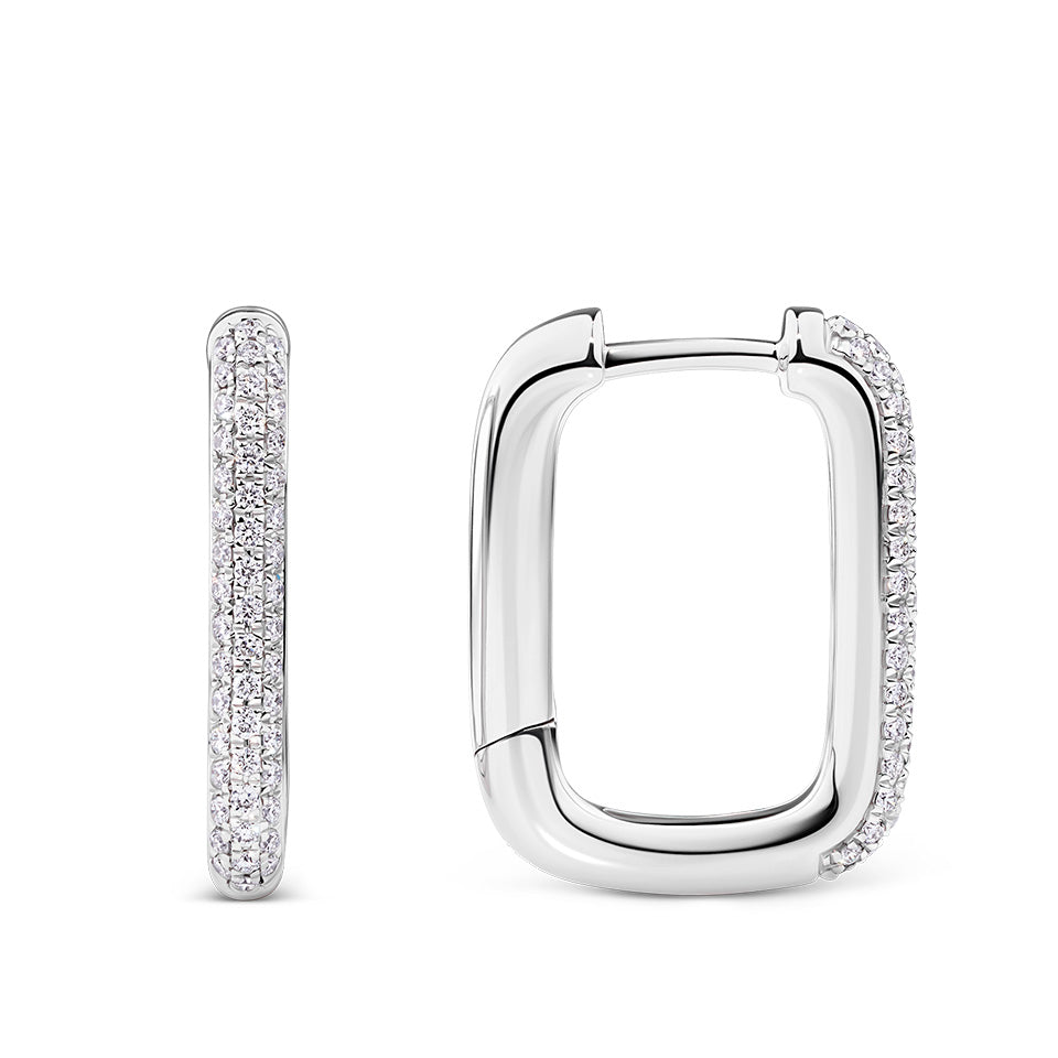 0.29 Carat Diamond Pave Huggie Earrings in 18ct White Gold