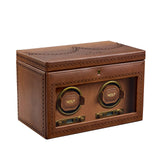 WOLF Brogue Double Watch Winder With Storage