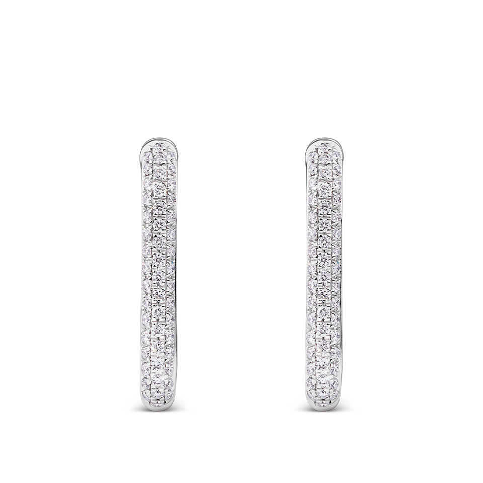 0.29 Carat Diamond Pave Huggie Earrings in 18ct White Gold