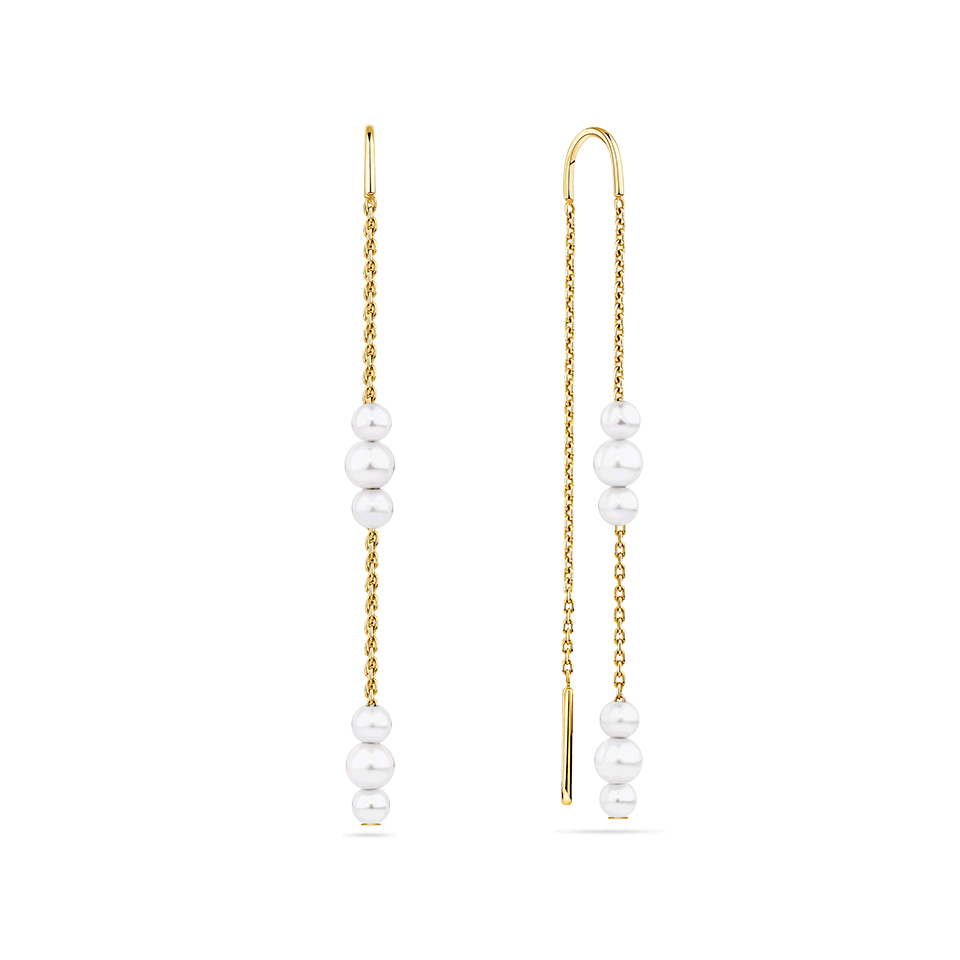 Akoya Pearl Graduated Drop Earrings in 14ct Yellow Gold