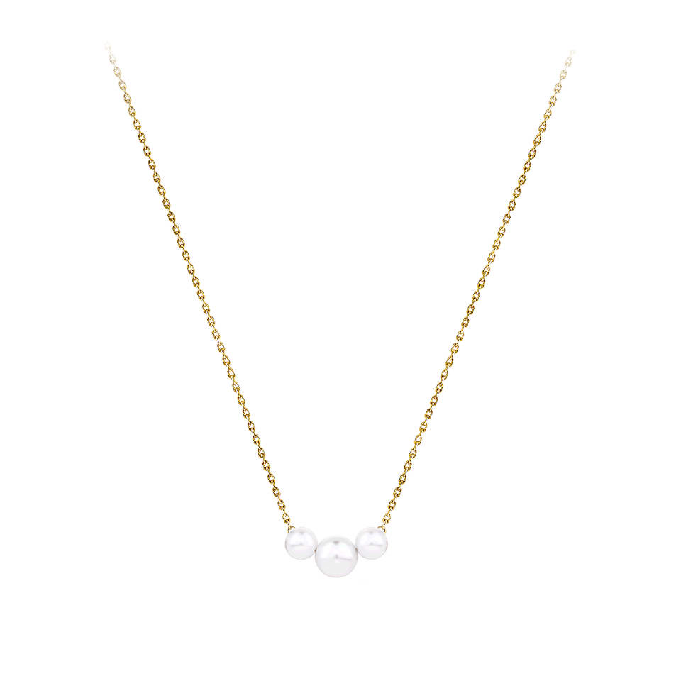 Akoya Pearl Diamond Cut Graduated Necklace in 14ct Yellow Gold