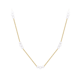 Akoya Pearl Diamond Cut Graduated Necklace in 14ct Yellow Gold