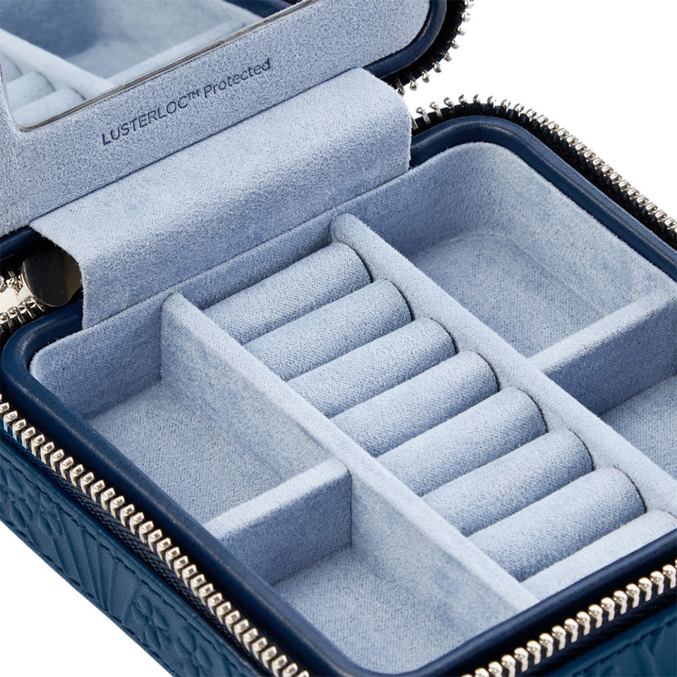 WOLF X LIBERTY All Over Ianthe Small Travel Jewellery Zip Case Navy