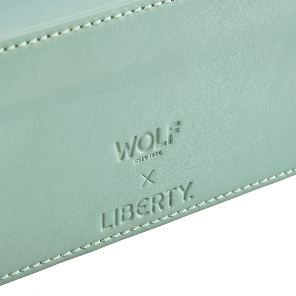 WOLF X LIBERTY Julia Interior Print Medium Jewellery Zip Case Sage Green