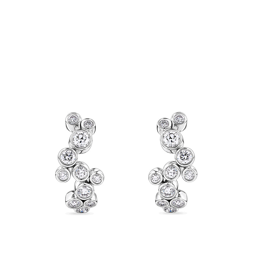 0.67 Carat Diamond Scattered Bezel Set Huggie Earrings in Platinum