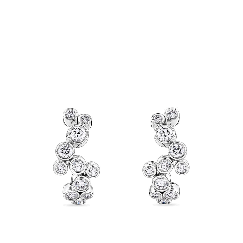 0.62 Carat Diamond Scattered Bezel Set Huggie Earrings in Platinum