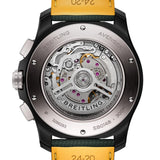 Breitling Super Avenger B01 Chronograph 46mm Watch SB0148101B1X1 features a screw-secured case back protecting the self-winding Breitling Manufacture Caliber 01 movement. The case back sits within the 46mm ceramic case, measuring 15.32mm in thickness.