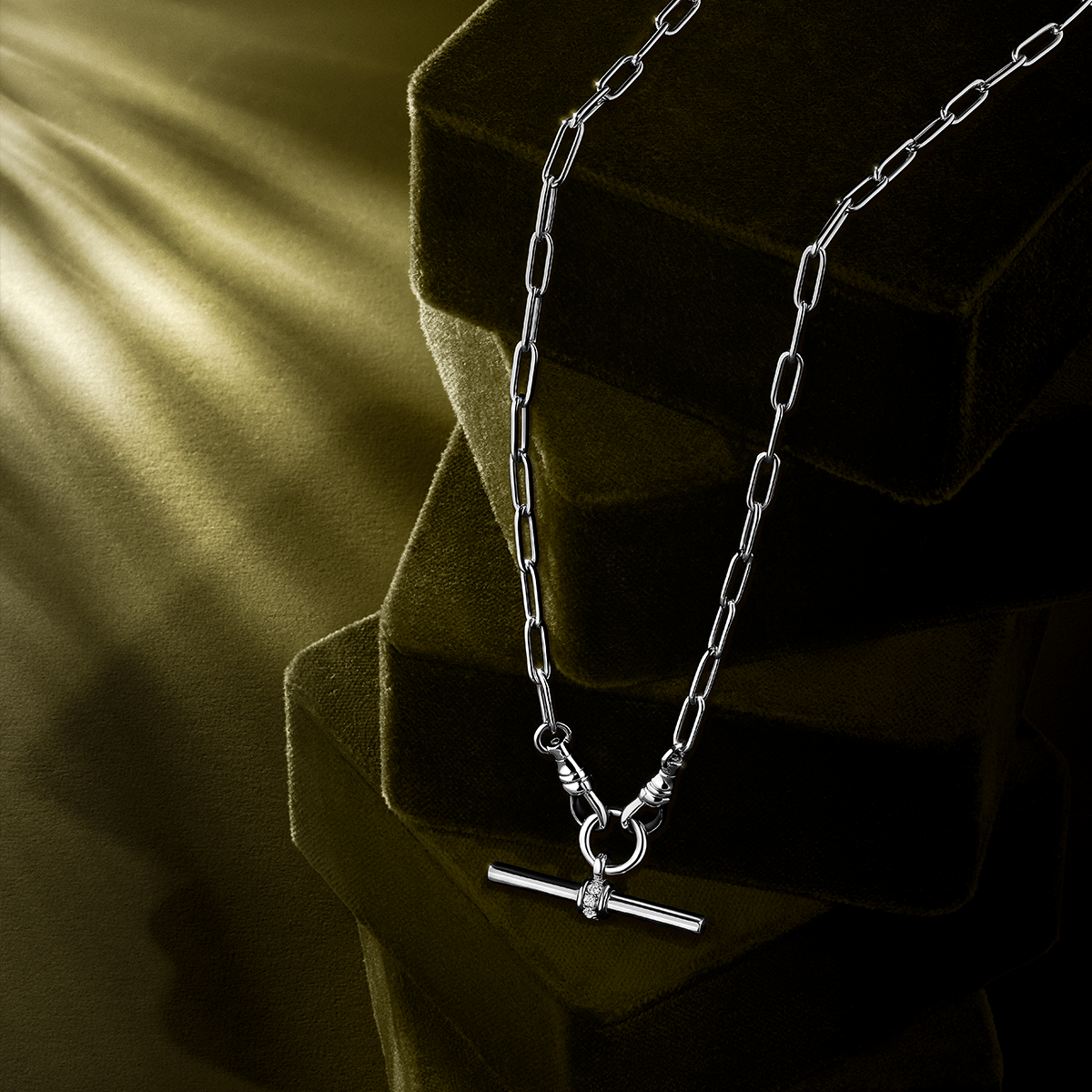 Diamond T-Bar Pendant in Sterling Silver