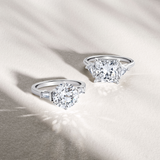 3.02 Carat Round Brilliant and Tapered Baguette Cut Trilogy Engagement Ring in 18ct White Gold