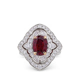 VAULT® 2.83 Carat Oval Cut Mozambique Ruby and 1.53 Carat Diamond Ring in 18ct White and Rose Gold