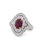 VAULT® 2.83 Carat Oval Cut Mozambique Ruby and 1.53 Carat Diamond Ring in 18ct White and Rose Gold