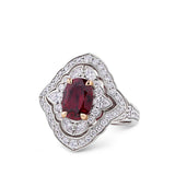 VAULT® 2.83 Carat Oval Cut Mozambique Ruby and 1.53 Carat Diamond Ring in 18ct White and Rose Gold