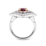 VAULT® 2.83 Carat Oval Cut Mozambique Ruby and 1.53 Carat Diamond Ring in 18ct White and Rose Gold