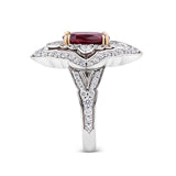 VAULT® 2.83 Carat Oval Cut Mozambique Ruby and 1.53 Carat Diamond Ring in 18ct White and Rose Gold