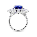 VAULT® 7.80 Carat Oval Cut Tanzanite and 4.91 Carat Diamond Halo Ring in 18ct White Gold