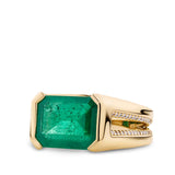 Hardy Brothers Jewellers | 170 Vault Emerald and Diamond Signet Ring in 18ct Yellow Gold